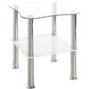 HAKU tavolino moderno in acciaio inossidabile con piano in vetro bianco tavolino da salotto angolare in vetro di sicurezza - Dimensioni: L 40 x A 47 x P 40 cm; Stile: Moderno