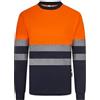 Velilla 305635; T-shirt poliestere riciclato bicolore manica lunga nastro segmentato; colore blu navy e arancione fluoro; taglia 2XL