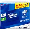 Tempo Fazzoletti Tascabili, 4 Veli, 144 Pacchetti | 144 Pacchetti da 9 Fazzoletti, 4 Veli, Formato Scorta, Confezioni Individuali
