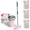 York Set Mocio Piatto con Secchio a Due Camere, 3 pz | Sistema di pulizia con mocio girevole e funzione strizzatore, ideale per lavaggio a umido e a secco su tutti i pavimenti