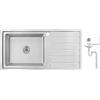 Preero- 100x50x21, R20 Lavello da cucina, acciaio inox 304, spessore 0,8 mm, rettangolare, 1 vasca, Lavelli, Scolapiatti a destra