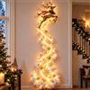 HshDUti Decorazione natalizia a cascata con luce a LED, con luce a LED | Decorazione natalizia da parete, Babbo Natale, slitta e renna, da appendere, effetto neve a cascata, per la parete di casa