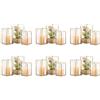 Nuptio Portacandele Uragano in Vetro: 18 Pezzi Lanterne Decorative per Pilastro, Portacandele in Vetro Temperato da Esterno per Matrimonio Natale Halloween Soggiorno da Tavolo Camino Casa Decor Oro