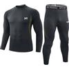 MeetHoo Set di Biancheria Intima Termica da Uomo, con Interno in Pile, Biancheria Intima Funzionale Invernale, Biancheria Intima Calda, Traspirante, a Maniche Lunghe, Termiche, per Allenamento