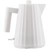 Alessi Plissé MDL06/1WUK - Bollitore Elettrico di Design, in Resina Termoplastica, Presa Inglese 2400W, 100cl, Bianco