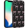 Phoona Cover per iPhone X/XS 5,8'', Cellulare Silicone Morbido Custodia per telefono Aesthetic Motivo Disegno Protezione Antiurto AntiGraffio Case per Ragazze, Fiocco Nero