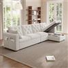 Trdlpyn Divano ad Angolo 4 Posti con Contenitore, Divano Angolare in Velluto con Poggiapiedi Rimovibile per Salotto Soggiorno, Chaise Longue a Forma di L, Divano a Sinistra/Destra Beige