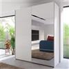 Forte Scach & MATT 2 Armadio 170 moderno a 2 ante con specchio, armadio con ante sospese, in legno bianco, 170,3 cm di larghezza x 210,5 cm di altezza x 61,2 cm di profondità
