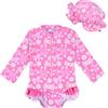 Yoolhamy Costume da Bagno da Bambina con Cappello da Sole a Maniche Lunghe Rashguard Fragola Fiocco da Spiaggia per Bambini da 3 Mesi a 2 Anni