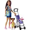 Barbie Babysitter Bebè e Passeggino Playset con Bambola Skipper e Accessori, Giocattolo per Bambini 3 + Anni, Multicolore, FJB00