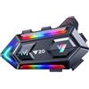 Dripio Auricolare Bluetooth per casco da moto, con illuminazione RGB, funzione vivavoce, Bluetooth 5.3, batteria da 1000 mAh