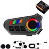 Dripio Auricolare Bluetooth per casco da moto con illuminazione RGB, Bluetooth 5.4, colore nero
