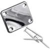 vhbw neckplate, piastra per manico di chitarre elettriche compatibile con Fender Stratocaster - in metallo cromato, argento