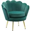 HOMCOM Poltrona Relax Tessuto Effetto Velluto Seduta Imbottita Verde Scuro | Poltroncina Vintage con Braccioli, Moderno, Camera da Letto e Soggiorno,76x67x74cm