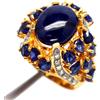 PNG Anello In Argento 925 Blu Zaffiro Naturale 11x13mm Zircon Mis. 8.25