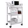 VEVOR Carrello Medico a Tre Ripiani con Cassetto Portata 50 kg e Rotelle, per Cliniche Ospedali Saloni di Bellezza Laboratori, con Contenitore Portaoggetti e Vassoio per Rifiuti, Struttura Stabile
