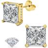 Dochais Orecchini Uomo Argento 925 Punto Luce Ipoallergenici Donna | 20G Orecchini Donna Oro Argento Brillante Diamante Sintetico Zirconia Cubica Quadrata Placcati Oro 14K Orecchino a Lobo