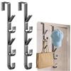 HSYTEK Set di 2 ganci verticali per porta da appendere | spessore 2 mm, per pieghe di porte fino a 4 cm, set da 10 ganci in acciaio inox, ganci appendiabiti per camera da letto