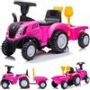 Sun Baby Trattore cavalcabile per bambini di un anno, con rimorchio, New Holland, rosa