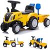 Sun Baby Trattore cavalcabile per bambini di un anno, con rimorchio, New Holland, giallo.