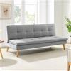 BAKAJI Divano Letto Reclinabile 3 Posti Ergonomico in Tessuto Grigio con Gambe in Legno