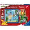 Ravensburger Spielverlag Puzzle per bambini Pokémon Charmander, Bulbasaur, Squirtle, 3 x 49 pezzi, 5+ anni, 3 poster inclusi, 21 x 21 cm, Ravensburger