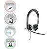 LOGITECH Cuffie con microfono, Logitech H650E, USB, con cavo, microfono stereo, ottimizzate per Microsoft Lync, nero