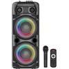 INOVALLEY Altoparlante karaoke, INOVALLEY KA123-XXL, Bluetooth V5.0, 75 cm, 900 W, nero