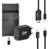 Port Designs Alimentatore PC PORT Designs Pack 4 in 1 Caricabatterie GaN 65W, cavo USB-C da 1,8 m, adattatore USB-A/USB-C, cavo HDMI 4K UHD