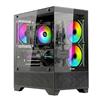 Nuwo Flow FK100 Case PC Gaming Micro-ATX Mini-ITX | 3 Ventole ARGB 120mm | Doppio Pannello in Vetro Temperato | Nero