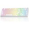 AULA-Verlag Tastiera meccanica da gaming wireless AULA F99 Pro, 96 tasti, RGB, hot-swap, Bluetooth e 2.4 GHz, colore bianco con caratteri stampati sui lati, interruttori "Silent Cotone Candy"
