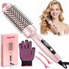 GMUFTIR Spazzola Termica per Capelli 38mm, Thermal Brush 3 in 1, Spazzola Arricciacapelli per Creare Ricci Naturali, Display LED 100-210 ℃, Doppia Tensione, Spegnimento Automatico, Rosa