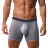 AIEOE Boxer sexy da uomo, trasparente, retrò, senza cuciture, in seta di ghiaccio, stile hipster elastico in vita