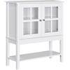 HOMCOM Credenza Cucina Moderna con 2 Ante in Vetro Temperato, Ripiano regolabile, 80x28x84 cm, Bianco | Aosom Italy