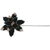 MERCURY S.P.A. Stella di Natale con Gemme Verde Oro, Fiore Natalizio Decorativo in Poliestere, 29x45 cm, Addobbo Natalizio