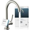 SCHÜTTE 79126 Robinet de cuisine CORNWALL, Robinet de cuisine orientable à 360°, Mitigeur d'évier avec mitigeur, Mitigeur d'évier de cuisine aspect inox, aspect inox