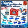 COLORATA Set 9 figure Squali Colorata Sharks squalo balena grande goblin bianco...