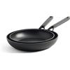 KitchenAid Classic Forged Aluminium Set di Padelle in Alluminio duro anodizzato Senza PFAS Ceramica antiaderente, 24cm e 28cm, Adatte a Tutti i Tipi di Fornelli, Induzione, Forno e Lavastoviglie, Nero