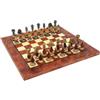 Italfama Set Scacchi Ottone E Legno Oro Argento Scacchiera Olmo 42cm