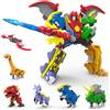 Merkloos Dinosauri robot giocattolo 6-in-1, set di robot combinabili, 6 action figure, per bambini dai 6 ai 9 anni