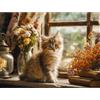 Sonstige Puzzle da 100 pezzi per adulti e bambini dai 8 anni in su, raffigurante un gatto sul davanzale della finestra, con pezzi di dimensioni extra-large, dimensioni totali 41 x 29 cm