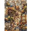 Sonstige Puzzle da 1000 pezzi per adulti, raffigurante un villaggio storico, nei colori ciano e arancione scuro, dimensioni 70 x 50 cm