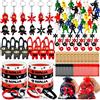 Merkloos Set per festa a tema ninja, composto da 96 pezzi, con action figure e elastici per lanciare proiettili, ideale per bambini e feste