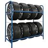Relaxdays scaffale per 8 pneumatici, HLP: 106 x 106 x 43 cm, 200 kg, blu | acciaio, 2 ripiani