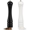 Relaxdays Set 2 macina spezie in legno tritapepe macina in ceramica manuale grande 30 cm classico nero bianco