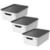 Rotho Jive Rotho Scatole plastica con coperchio Set 3 x 10 L grigio/antracite | Contenitore plastica con coperchio, scatola porta oggetti, contenitori plastica con coperchio, impilabili, plastica riciclata