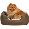 lionto Cuccia Cane con Cuscino Soffice Reversibile, 60 x 50 cm, Marrone | Cuccia per cani melange resistente con ingresso basso e materiale facile da pulire, letto per cani o gatti, lavabile
