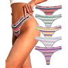 FINETOO Confezione da 5 perizoma da donna in cotone con vita bassa, a righe colorate, taglie S-XL