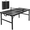 SPORTNOW Tavolo Ping Pong Pieghevole con Rete da Gioco, 152x76x72 cm, Nero | Maniglia da Trasporto, Tavolo da Ping Pong, Alluminio e MDF