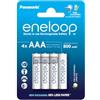 eneloop - Batterie Ricaricabili AAA (Confezione da 4) - 800 mAh NiMH | Batterie Ni-MH, Pronte all'Uso, Ricaricabili Fino a 2000 Volte, Confezione Senza Plastica, Standard, Bianche